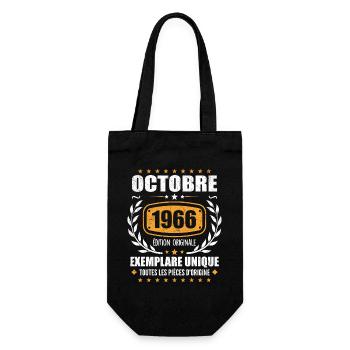 Vintage Octobre 1966, Cadeau Rétro Octobre 1966 - Sac à bouteille - noir - Devant