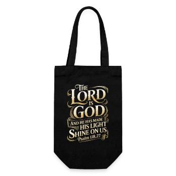 The Lord Is God – Psalm 118:27 - Gift Bag for Bottles - black - Front