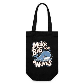 Ocean Conservation: Make Big Waves - Cute Whale - Gift Bag for Bottles - black - Front