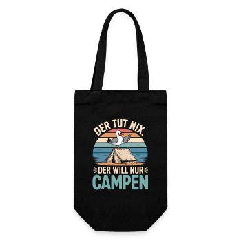 He doesn't do anything, he just wants to camp, seagull, tent, beach - Gift Bag for Bottles - black - Front