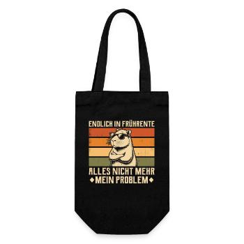 Endlich in Frührente - Capybara - Altersteilzeit - Geschenkbeutel für Flaschen - Schwarz - Vorne