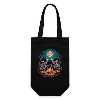 Skeleton Camper Hiker Bonfire Halloween Camping - Geschenkbeutel für Flaschen - Schwarz - Vorne