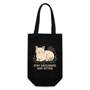 Stay Grounded. Sleep Often. Cat Illustration - Gift Bag for Bottles - black - Front