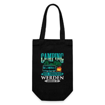 Camper Camping Wohnwagen Spruch - Geschenkbeutel für Flaschen - Schwarz - Vorne