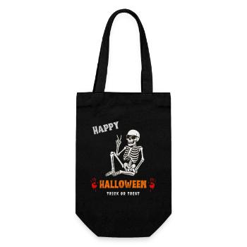 Halloween SPruch mit Skelett - Geschenkbeutel für Flaschen - Schwarz - Vorne