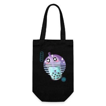 Kawaii Bubble Tee Illustration - Geschenkbeutel für Flaschen - Schwarz - Vorne