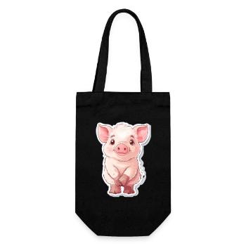 Schwein Ferkel - Geschenkbeutel für Flaschen - Schwarz - Vorne