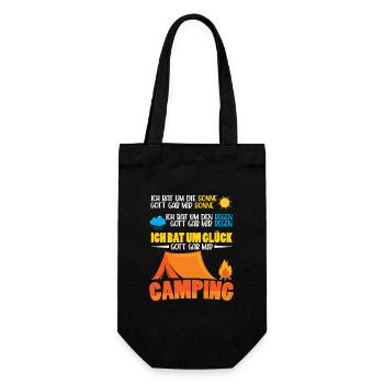 Camper Camping Wohnwagen Spruch - Geschenkbeutel für Flaschen - Schwarz - Vorne