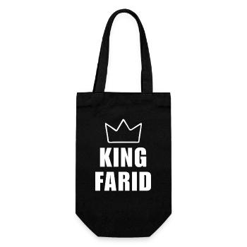 Farid Name mit Buchstabe F - King Crown Hemd - Geschenkbeutel für Flaschen - Schwarz - Vorne
