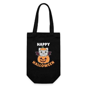 Cat Happy Halloween Pumpkin Bat Costume - Gift Bag for Bottles - black - Front