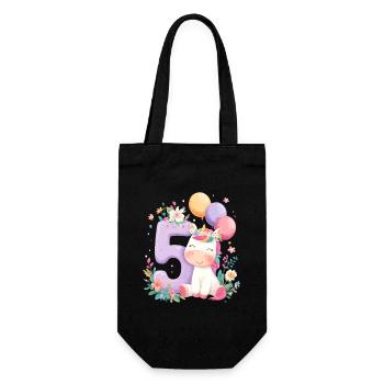 Unicorn Birthday 5 Birthday Number - Gift Bag for Bottles - black - Front
