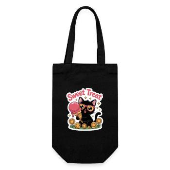 Sweet Treat Black Cat avec glace d’été - Sac à bouteille - noir - Devant