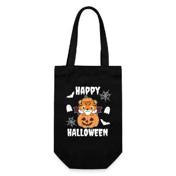Tiger Happy Halloween Kürbis Fledermaus Kostüm - Geschenkbeutel für Flaschen - Schwarz - Vorne