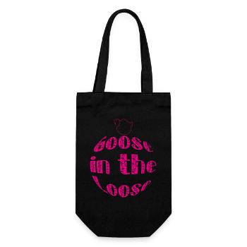 Goose on the Loose – Funny Retro Floral Typography - Sac à bouteille - noir - Devant