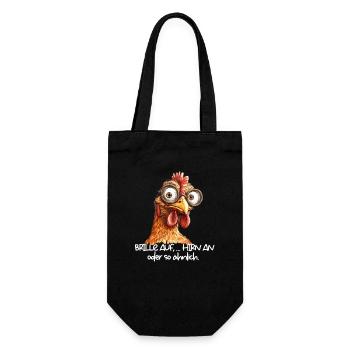 Brille auf Hirn an oder so ähnlich lustiges Huhn - Geschenkbeutel für Flaschen - Schwarz - Vorne