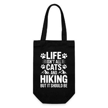 Hiking Saying Cats Mountains Hiking Gift - Gift Bag for Bottles - black - Front