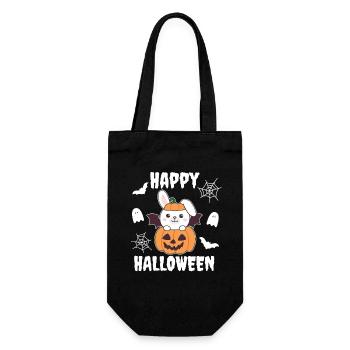 Bunny Happy Halloween Pumpkin Bat Costume - Gift Bag for Bottles - black - Front