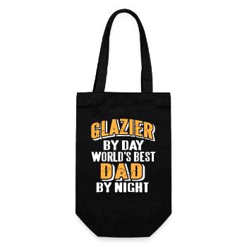 Glazier by Day Best Dad by Night Funny Pride Quote - Gift Bag for Bottles - black - Front