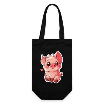 Schwein Ferkel - Geschenkbeutel für Flaschen - Schwarz - Vorne