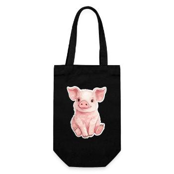 Schwein Ferkel - Geschenkbeutel für Flaschen - Schwarz - Vorne