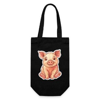Schwein Ferkel - Geschenkbeutel für Flaschen - Schwarz - Vorne