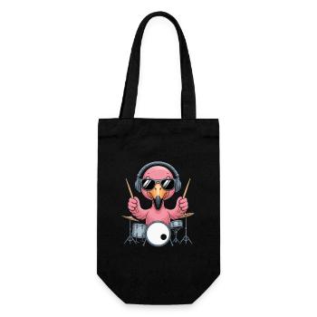 Flamingo Drummer With Headphones And Sunglasses - Gift Bag for Bottles - black - Front