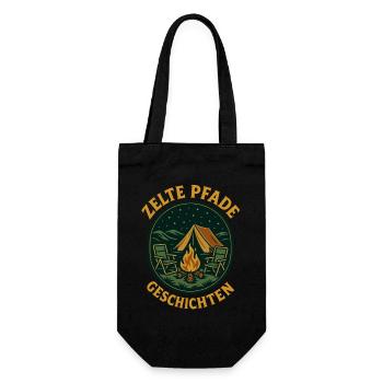 Zelte Pfade Geschichten Camping Abenteuer Camper - Geschenkbeutel für Flaschen - Schwarz - Vorne