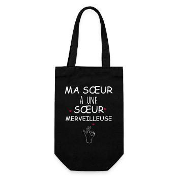 Meine Schwester hat eine wundervolle Schwester - Geschenkbeutel für Flaschen - Schwarz - Vorne