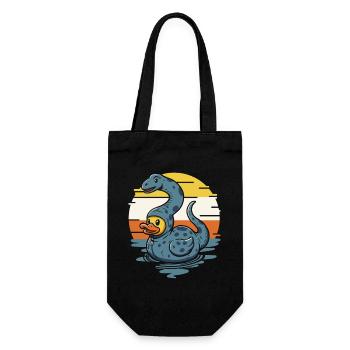 Funny water reptile with rubber duck Brontosaurus - Gift Bag for Bottles - black - Front