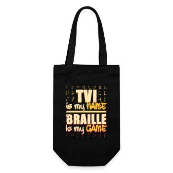 Braille Lehrer Blindenschrift TVI Is My Name - Geschenkbeutel für Flaschen - Schwarz - Vorne