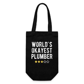 World’s Okayest Plumber Klempner Humor - Geschenkbeutel für Flaschen - Schwarz - Vorne