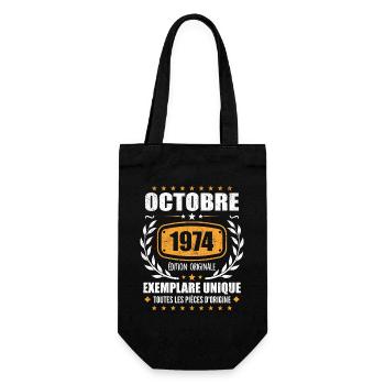 Vintage October 1974, October 1974 Retro Gift - Gift Bag for Bottles - black - Front