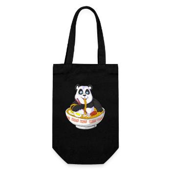 Panda Chef mit Nudelschüssel Design - Geschenkbeutel für Flaschen - Schwarz - Vorne
