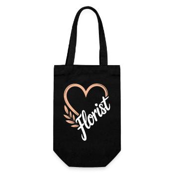 Floral heart design florist floristry - Gift Bag for Bottles - black - Front