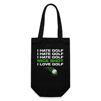 I love golf Golfer Golf Golfen - Geschenkbeutel für Flaschen - Schwarz - Vorne