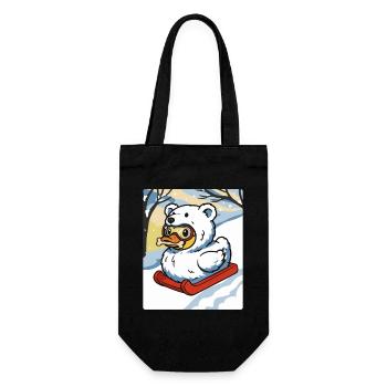 Motoneige d’hiver avec costume d’ours canard parlant - Sac à bouteille - noir - Devant