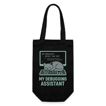 My Debugging Assistant Cat - Gift Bag for Bottles - black - Front