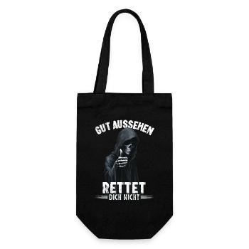 Tod Sensenmann gut aussehen rettet dich nicht - Geschenkbeutel für Flaschen - Schwarz - Vorne