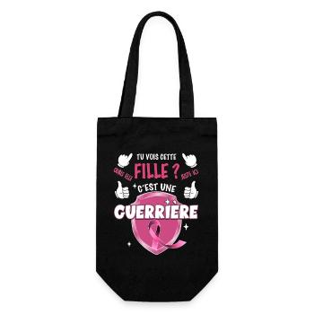 Pinke Brustkrebs-Band-Kriegerin im Oktober - Geschenkbeutel für Flaschen - Schwarz - Vorne