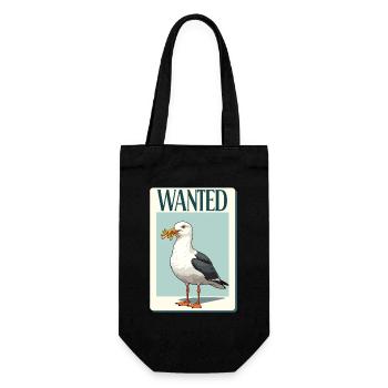 Wanted Möwe Mit Pommes - Geschenkbeutel für Flaschen - Schwarz - Vorne