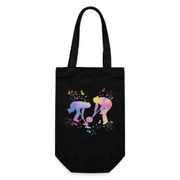 Curler Winter Sports Curling - Gift Bag for Bottles - black - Front