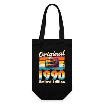 35th Birthday Cassette October Year 1990 - Gift Bag for Bottles - black - Front