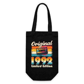 33rd Birthday Cassette October Year 1992 - Gift Bag for Bottles - black - Front