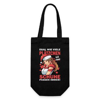 Weihnachtsgeschenk Frauen Plätzchen Lustig Idee - Geschenkbeutel für Flaschen - Schwarz - Vorne