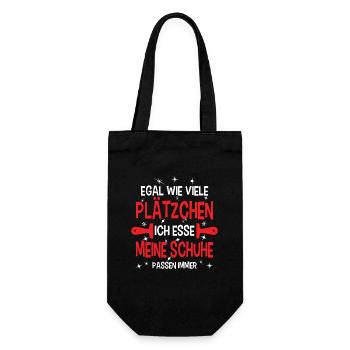 Weihnachtsgeschenk Plätzchen Wichteln Lustig - Geschenkbeutel für Flaschen - Schwarz - Vorne