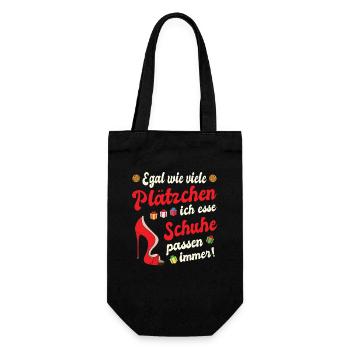 Weihnachtsgeschenk Frauen Plätzchen Lustig Idee - Geschenkbeutel für Flaschen - Schwarz - Vorne