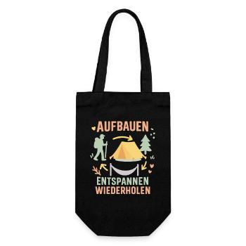 Camping Abenteuer Aufbauen Entspannen Wiederholen - Geschenkbeutel für Flaschen - Schwarz - Vorne