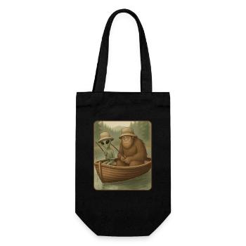 Fishing, Angler, Fisherman, Fishing, Bigfoot, Alien - Gift Bag for Bottles - black - Front