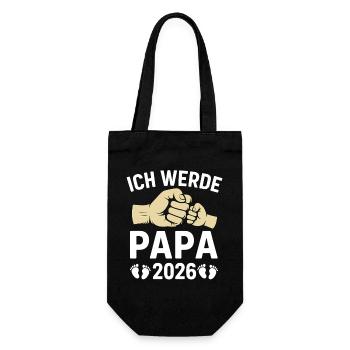 Werdender Vater ICH WERDE PAPA 2026 Lustig - Geschenkbeutel für Flaschen - Schwarz - Vorne