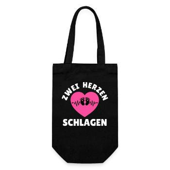 Expectant mother TWO HEARTS BEAT Funny - Gift Bag for Bottles - black - Front